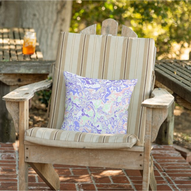 Almofada Pastel Suave Funky Boho Retro Abstrato Mármore (Cadeira)