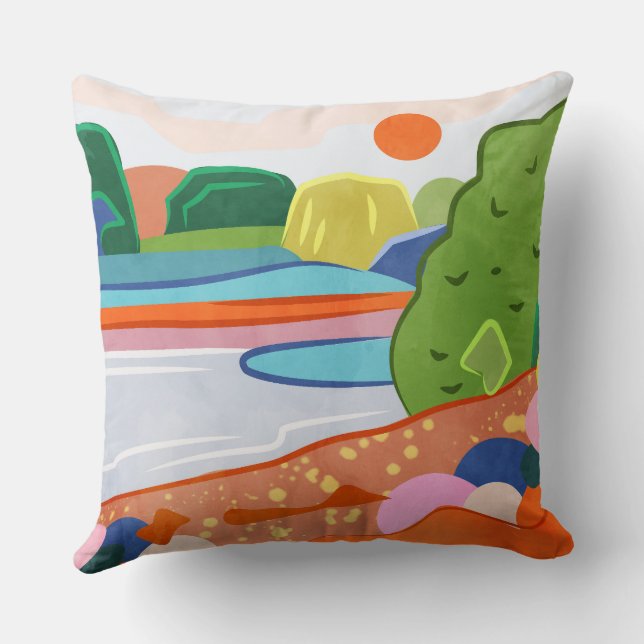 Almofada Pastel Sunset sobre o Vale (Verso)