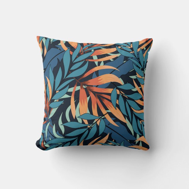 Almofada Pastel Tropical Abstrato Botânica (Frente)