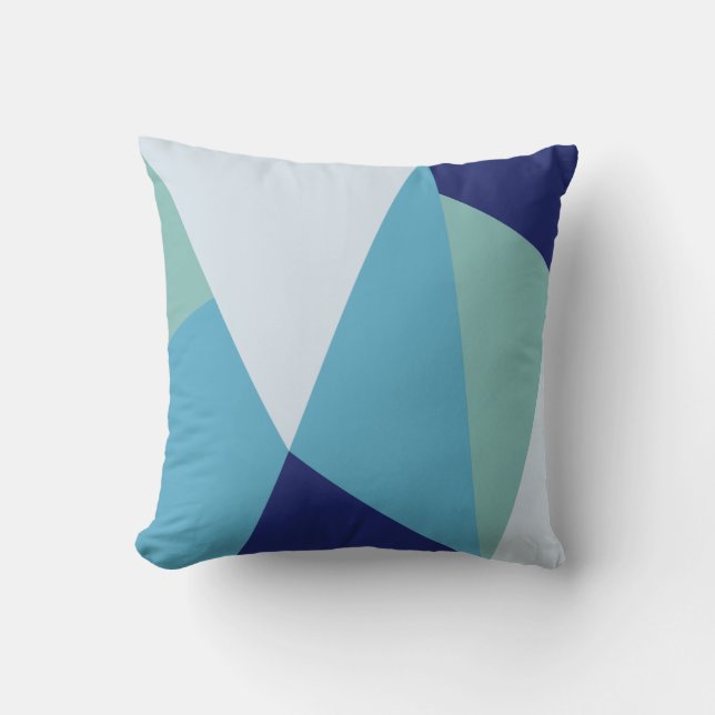 Almofada Pastel verde-marinho e azul-marinho geométrico ele (Frente)
