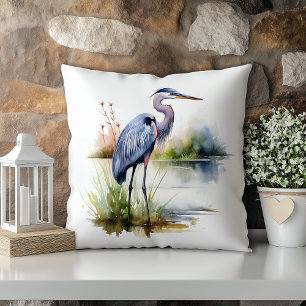 Almofada Pastel Watercolor Blue Heron Louisiana