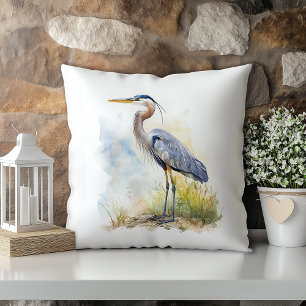 Almofada Pastel Watercolor Blue Heron Louisiana