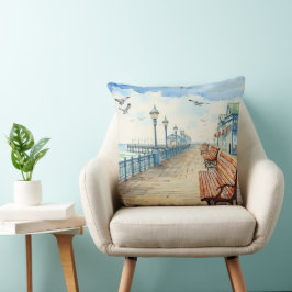 Almofada PASTEL WATERCOLOR BOARDWALL E PRAIA bonito