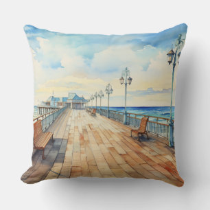 Almofada PASTEL WATERCOLOR BOARDWALL E PRAIA bonito