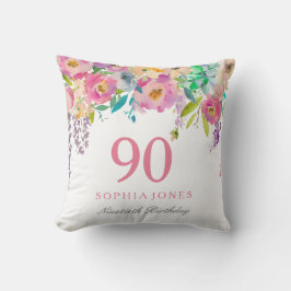 Almofada Pastel Watercolor Flowers 90 Aniversário Gift