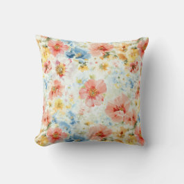 Almofada Pastel Wildflower Watercolor Botanical Floral Home