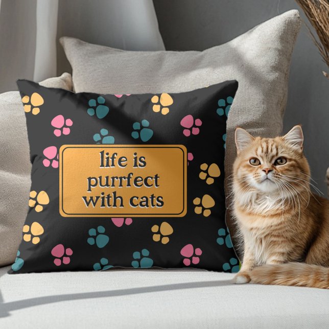 Almofada Pata de gato preto engraçado fofo  (Criador carregado)