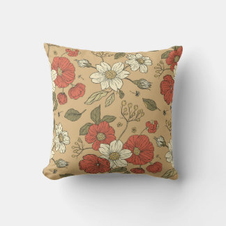 Almofada Pata de papoila-da-vintage e pata de jardim sem co