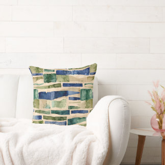 Almofada Patchos de Aquarela Verde Azul
