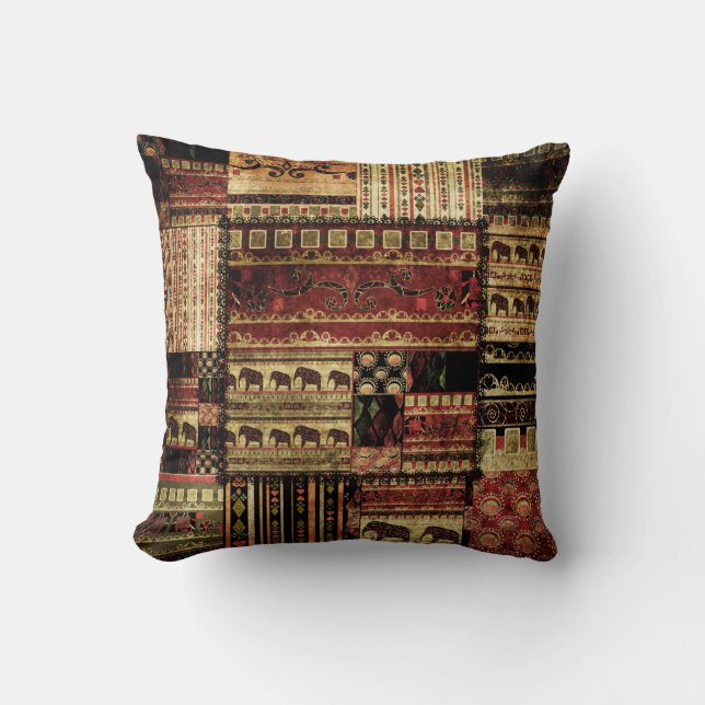 Almofada Patchwork Africano: Grunge Impressão Background (Frente)