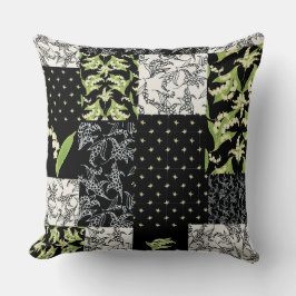 Almofada Patchwork da Lily-of-the-Valley Faux em Black