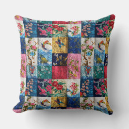 Almofada Patchwork da Vintage Japonesa Kimono Embroiderada