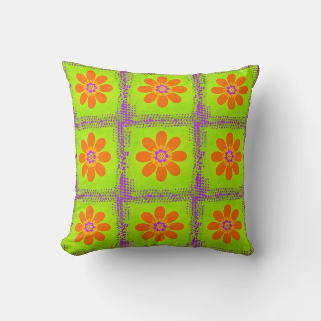 Almofada Patchwork de flores de Hippie (Frente)