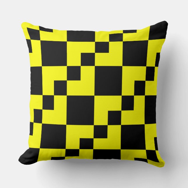 Almofada Patchwork Domino - Amarelo e preto (Frente)