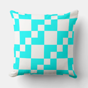 Almofada Patchwork Domino - Cyan e White