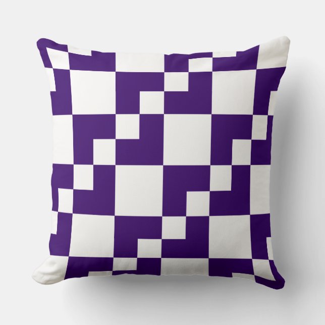 Almofada Patchwork Domino - Deep Purple and White (Frente)