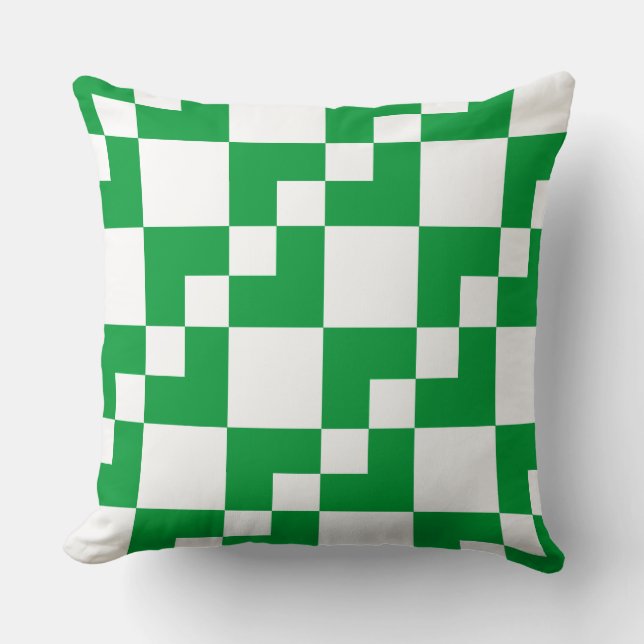 Almofada Patchwork Domino - Grass Green and White (Frente)