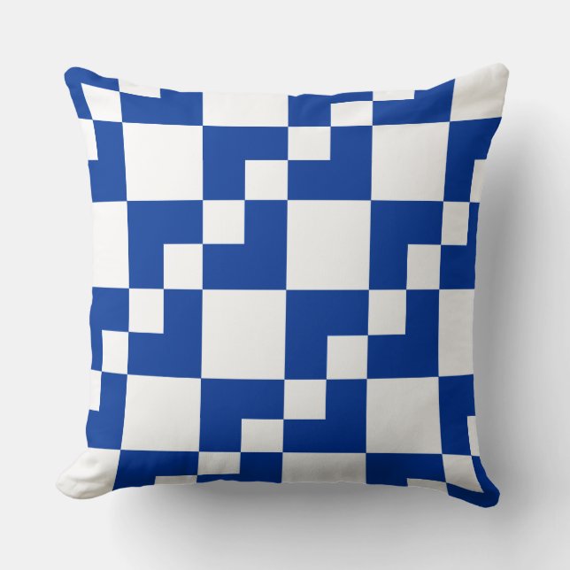 Almofada Patchwork Domino - Marinho Azul e Branco (Frente)
