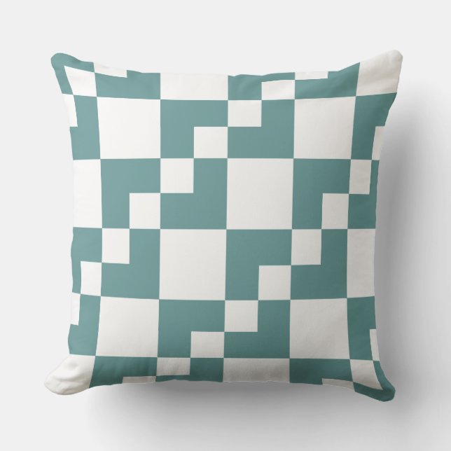 Almofada Patchwork Domino - Ocean Green and White (Frente)