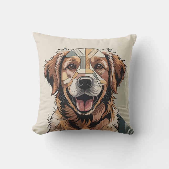 Almofada Patchwork Golden Retriever Morno Neutro (Frente)