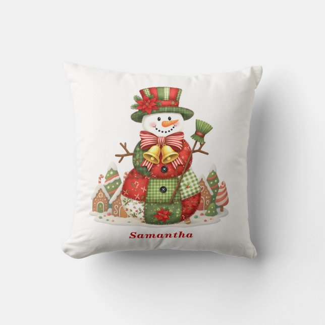 Almofada Patchwork Snowman Christmas (Frente)