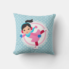 Almofada Patinador de gelo do cabelo preto - patinagem dos