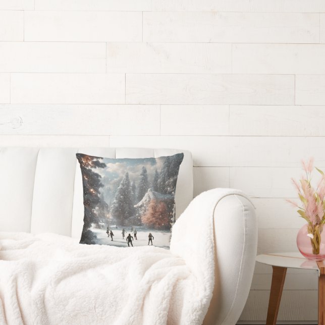 Almofada Patinadores De Gelo De Natal Em Um Pond (Sofá)