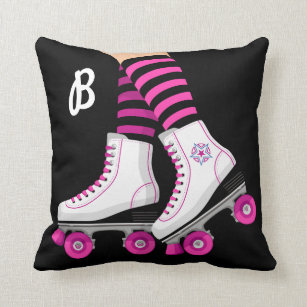 Almofada Patinagem cor-de-rosa & preta do skate de rolo