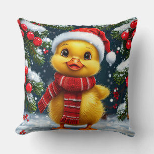 Almofada Patinho Amarelo Festivo com Chapéu de Papai Noel