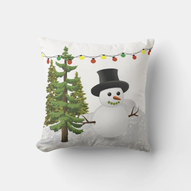 Almofada Pátio do Boneco de Neve do Feriado de Natal / (Frente)