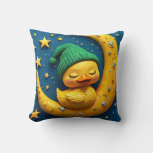 Almofada Pato de desenho animado fofo e lua