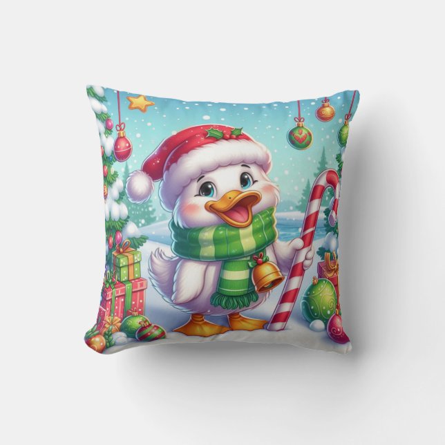 Almofada Pato de Natal bonito e colorido (Frente)