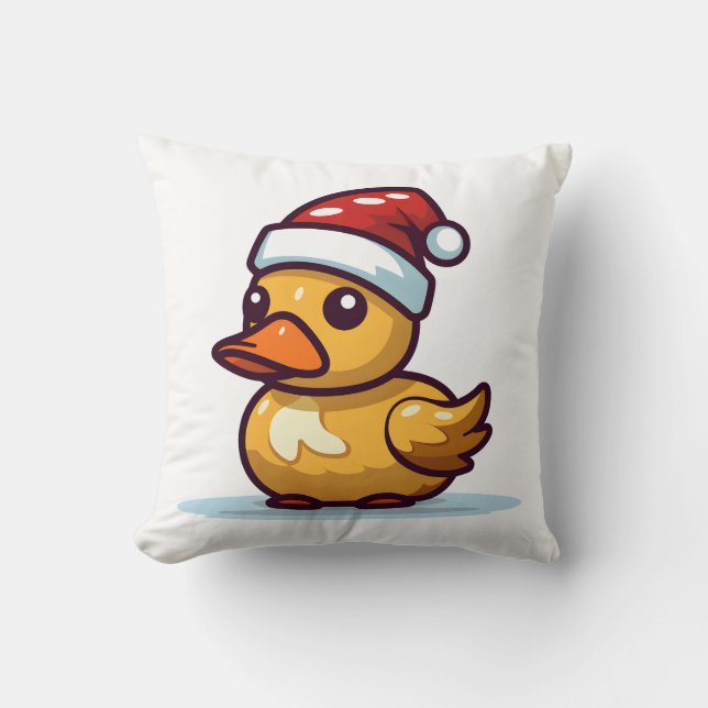 Almofada Pato de Natal no chapéu de Papai Noel (Frente)