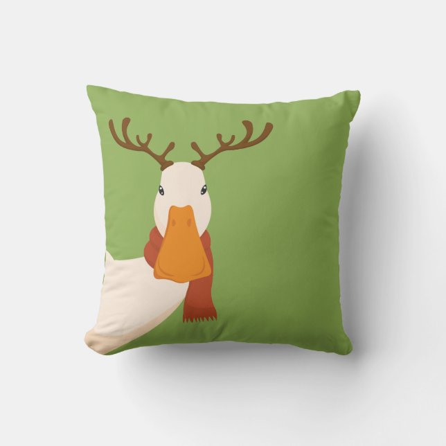 Almofada Pato Engraçado de Natal veste Aromas de Veado (Frente)
