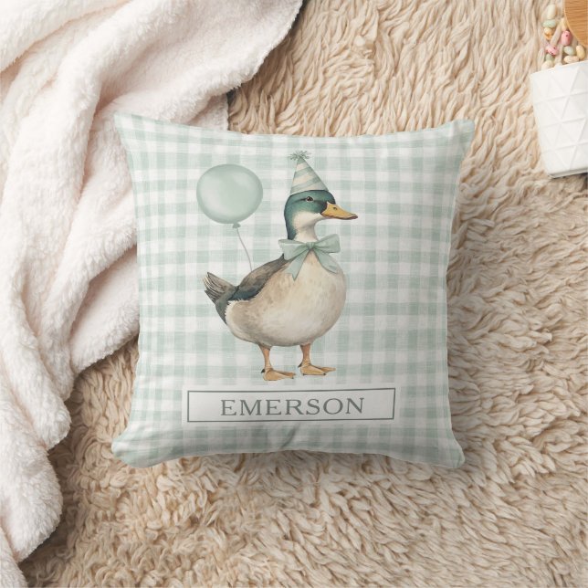 Almofada Pato Mallard Retro Verde Sage Balão Menino Berçári (Cobertor)