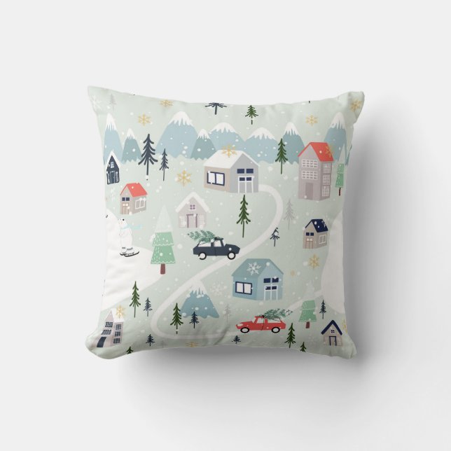 Almofada Pátria de inverno: Natal do Urso Polar (Frente)