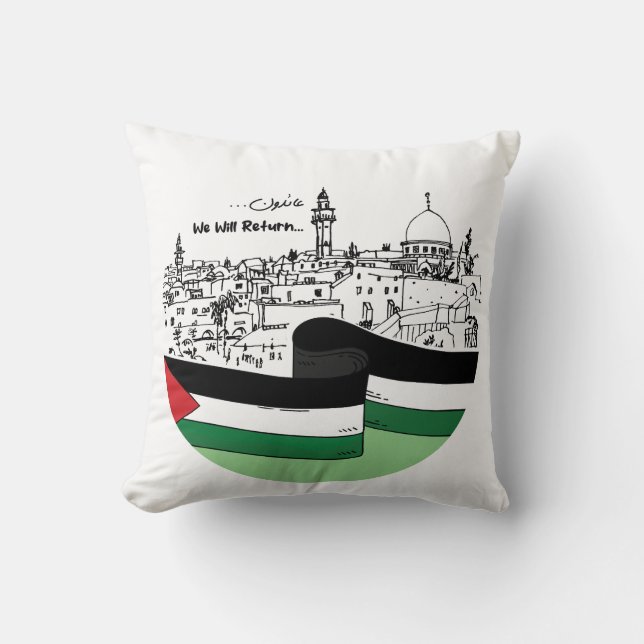 Almofada Patrimônio Palestiniano e Esperança: Voltaremos (Frente)