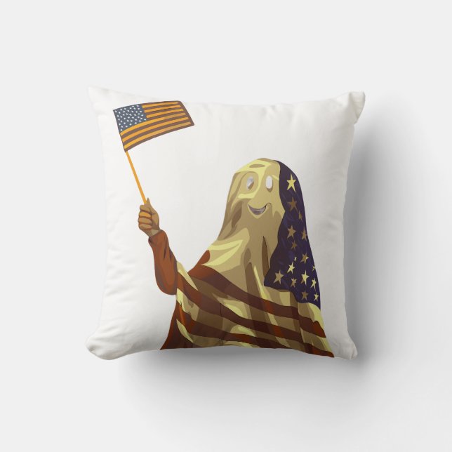 Almofada Patriotic American Flag Ghost Halloween (Frente)
