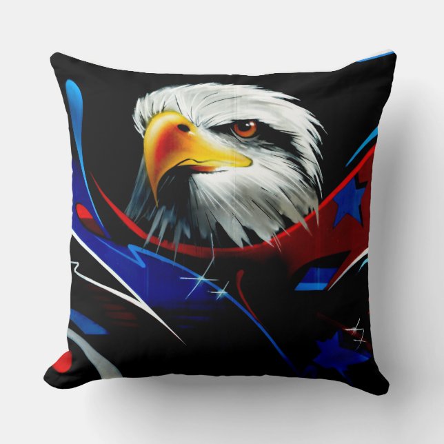 Almofada Patriotic Eagle Graffiti Throw Pillow (Frente)