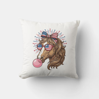 Almofada Patriotic Horse Bubble Gum Vintage Vector Shirt De