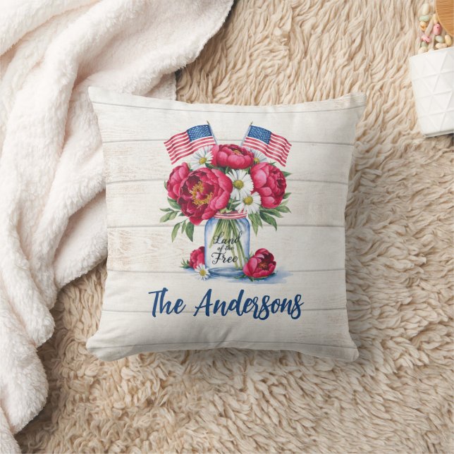 Almofada Patriótica Floral 4 de julho (Cobertor)