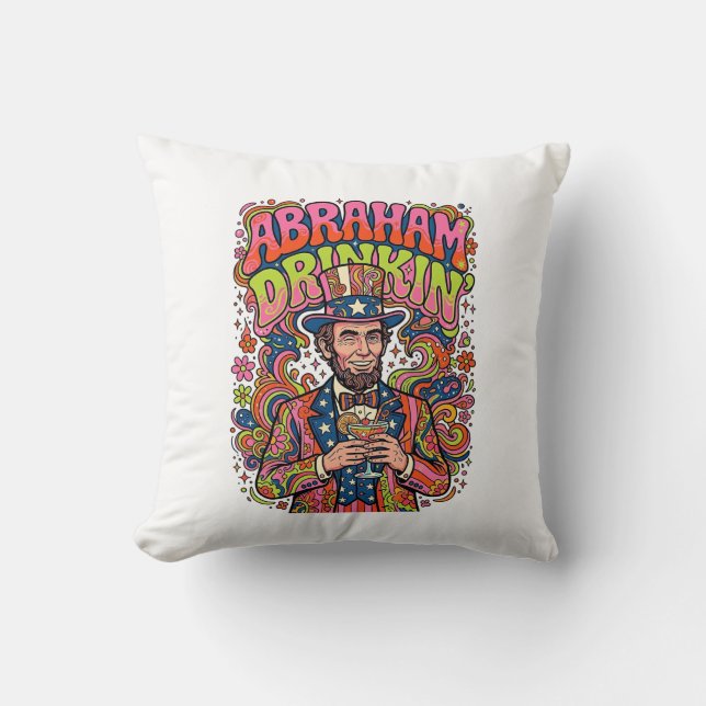 Almofada Patriótico Abraham Bebendo Retro (Frente)