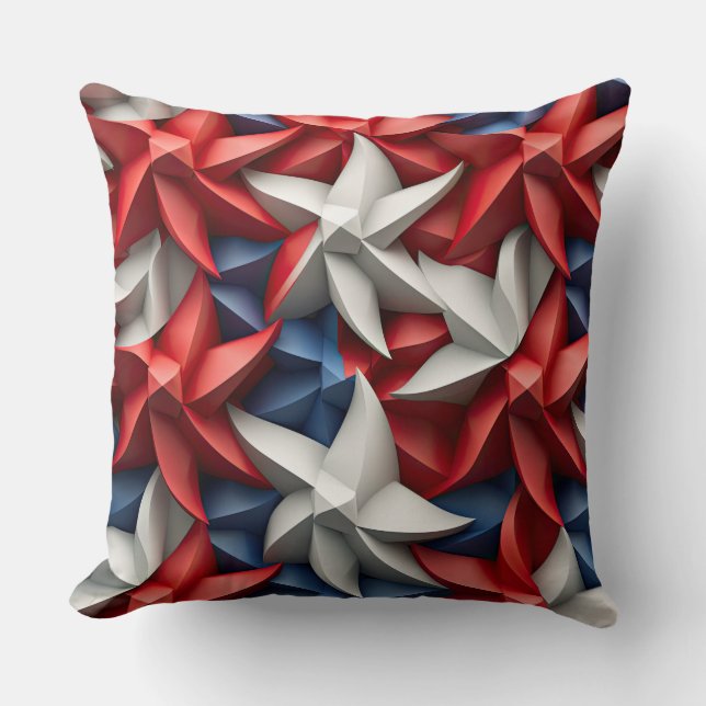 ALMOFADA PATRIÓTICO VERMELHO BRANCO AZUL AMERICANO ESTRELAS (Frente)
