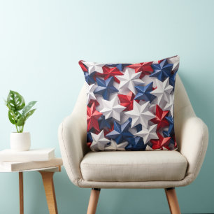 ALMOFADA PATRIÓTICO VERMELHO BRANCO AZUL AMERICANO ESTRELAS