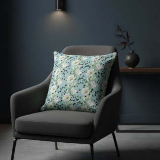 Almofada Patten Floral Branco, preto-branco, azul-esbranqui