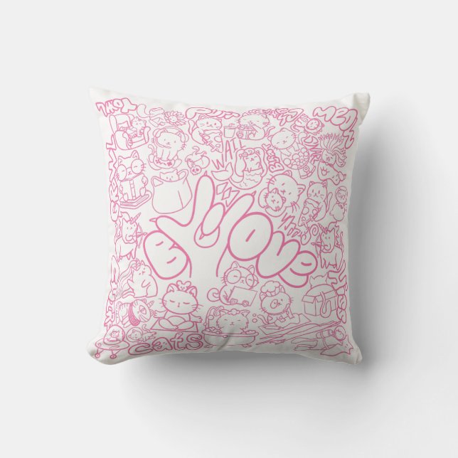 Almofada Patten Gato Bonito com Sinal ASL ILY - Design ASL (Frente)