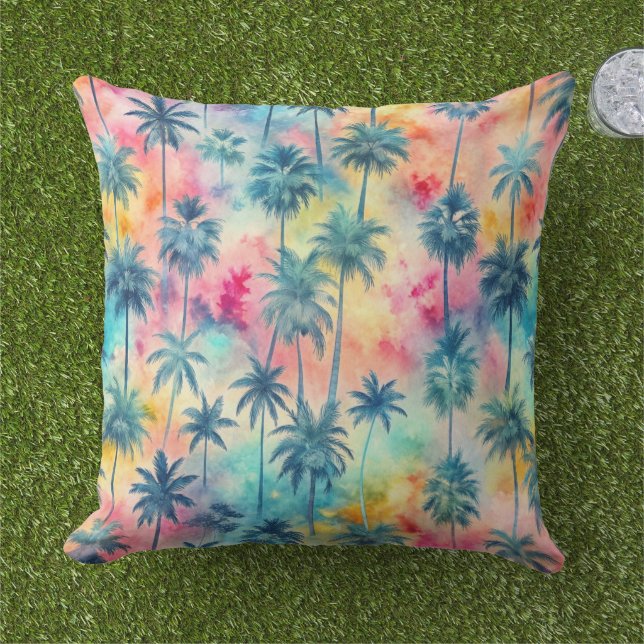 Almofada Pattern Tie Dye Palms  (Grama)