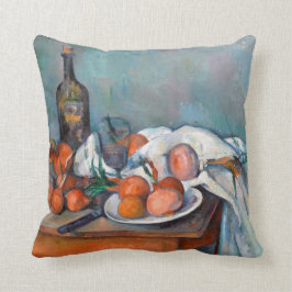 Almofada Paul Cézanne, ainda vida com cebolas e uma garrafa