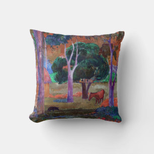 Almofada Paul Gauguin - Paisagem com um Porco e um Cavalo