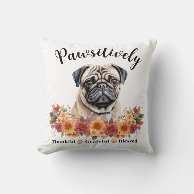 Almofada Pausadamente Agradecido Grato Abencoado Cachorro F (Frente)